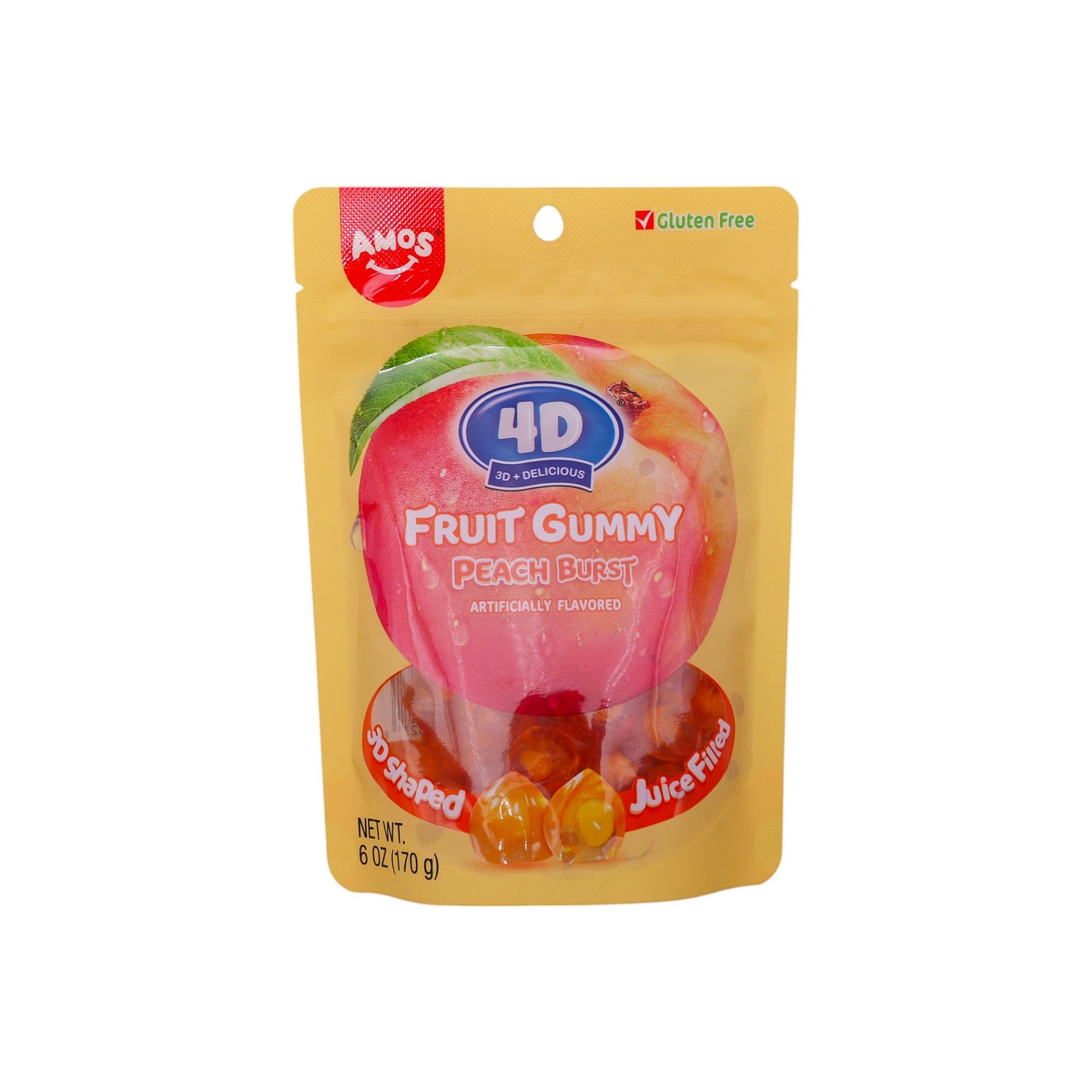 4D gummy Juice Burst Peach SUB 6OZ-12 Count