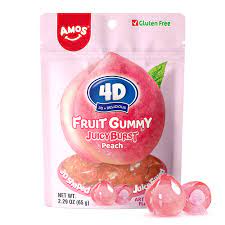 4D gummy Juice Burst Peach SUB 6OZ-12 Count